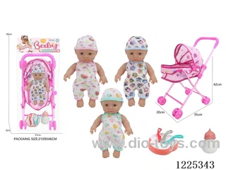 10 inch doll (3 mixes) with tent stroller