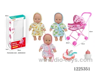 10 inch doll (3 mixes) stroller set