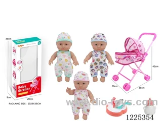10 inch doll (3 mixes) stroller set
