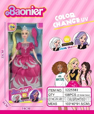 11.5 inch solid barbie doll with color changed hair in window box