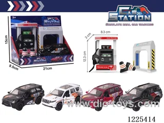 Pull back alloy car gas station set with sound included 3*AG13