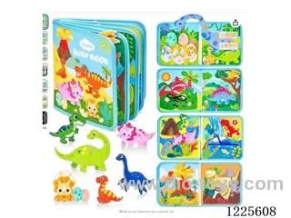 Montessori Early Learning for Kids - Felt Light Blue Dinosaur Quiet Book