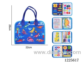 Montessori Early Learning for Kids- Felt 5-page Dinosaur Busy Board