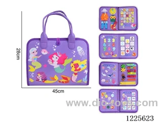 Montessori Early Learning for Kids - Felt Purple 5-page Mermaid Busy Board