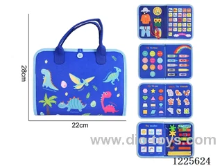 Montessori Early Learning for Kids - Felt 5-page Dinosaur Blue Busy Board