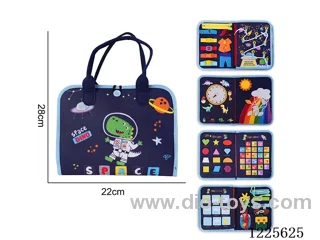 Montessori Early Learning for Kids - Felt Blue 5 Page Space Dinosaur Busy Board