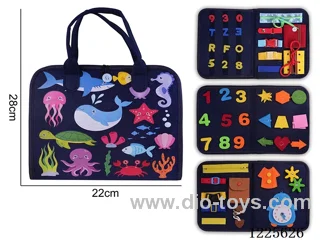 Montessori Early Learning for Kids - Felt Blue 4 Page Dinosaur + Ocean Busy Board