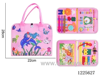 Montessori Early Learning for Kids - Felt Pink 3 Page Mermaid Busy Board