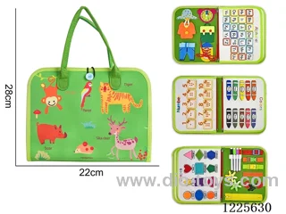 Montessori Early Learning for Kids - Felt Green 5 Page Wild Animal Busy Board