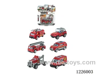 Alloy Skidding Fire Truck (6 mixed)