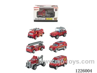 Alloy Skidding Fire Truck (6 mixed)