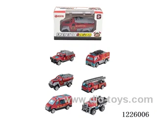 Alloy Skidding Fire Truck (6 mixed)