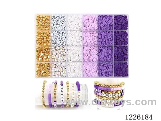 DIY Jewelry Set (Soft Pottery Piece + Alphabet Beads + Spacer Beads + 6mm Gold Beads + Wire (24 compartments))