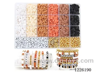 DIY Jewelry Set (Soft ceramic piece + alphabet beads + spacer beads + 6mm gold beads + thread (24 compartments))