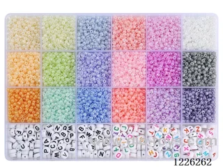 DIY Jewelry Set (3mm Rice Beads + Alphabet Beads + Thread (24compartments))