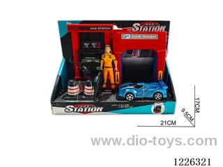 Gas Station Car Wash Scene Set