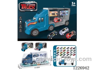 Free wheel storage cargo car + pull back alloy car *3