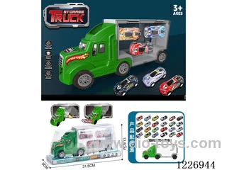 Free wheel storage cargo car + pull back alloy car *3