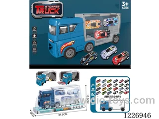Free wheel storage cargo car + pull back alloy car *3