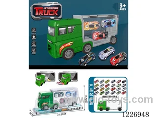 Free wheel storage cargo car + pull back alloy car *3