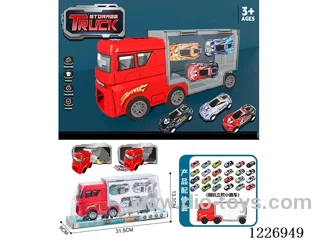 Free wheel storage cargo car + pull back alloy car *3