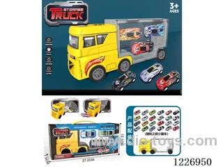 Free wheel storage cargo car + pull back alloy car *3