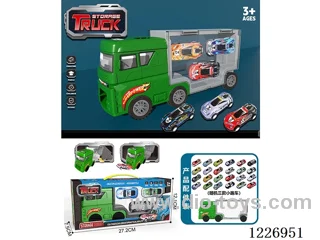 Free wheel storage cargo car + pull back alloy car *3