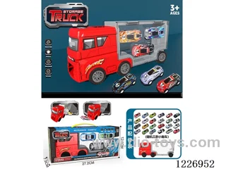 Free wheel storage cargo car + pull back alloy car *3