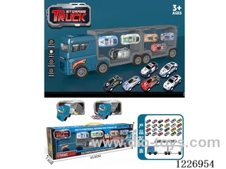 Free wheel handheld storage cargo car + pull back alloy car *6