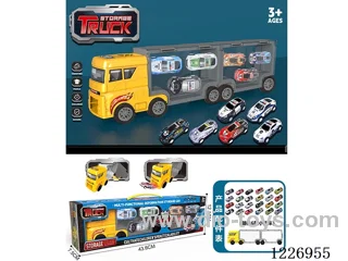 Free wheel handheld storage cargo car + pull back alloy car *6