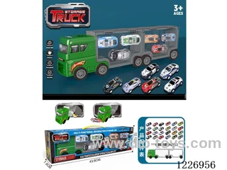 Free wheel handheld storage cargo car + pull back alloy car *6