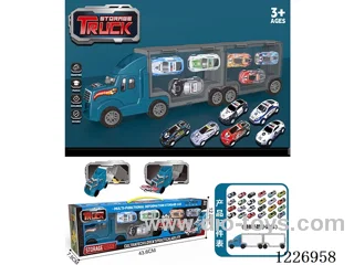 Free wheel handheld storage cargo car + pull back alloy car *6