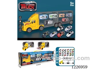 Free wheel handheld storage cargo car + pull back alloy car *6