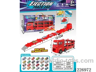Dual Ejector Transformer Track Storage Car + Pull Back Alloy Car *4