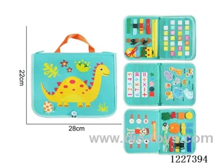 Montessori Early Learning for Kids -4-page Blue and Green Tote Dinosaur