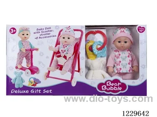 10 inch doll + scooter + stroller + accessories