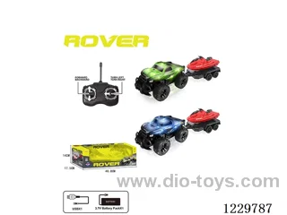 4ch RC Lighted Vehicle Towed Boat + Included Battery
