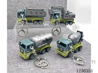 1:64 Pull Back Alloy Dinosaur Construction Vehicle Keychain