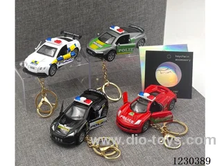 1:60 Alloy Pull Back Double Door Police Car Key Chain