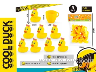 Rubber BB whistle 8 female ducks + cup