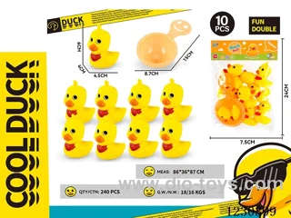 Rubber BB whistle 9 male ducks + smiley spoon