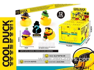 Blind Box Rubber BB Whistle No. 6 Duck + Small Glasses + Backing Sticker (with plastic hat, woolen hat, and scarf)