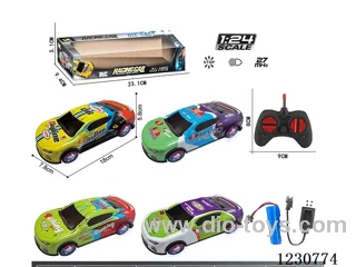 27MHZ 1:24 4ch Rally racing alloy RC car with lights, battery included