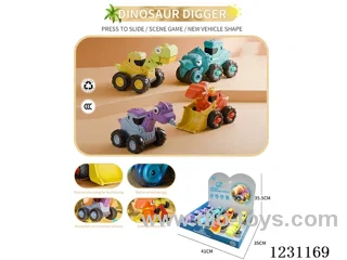 Press dinosaur engineering vehicle 8PCS