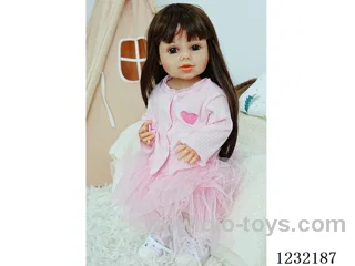 55cm Reborn Doll Soft Rubber High Simulation Baby Doll (Wig), Diaper, Birth Card - Intelligent Dialogue Model with Gravity Sensing