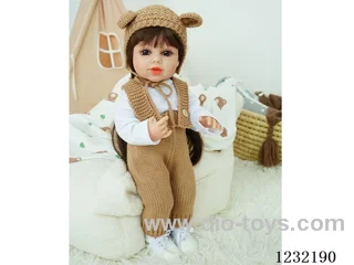 55cm Reborn Doll Soft Rubber High Simulation Baby Doll (Wig), Diaper, Birth Card - Intelligent Dialogue Model with Gravity Sensing