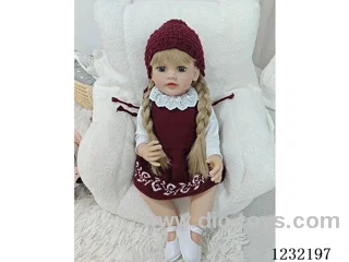 55cm Reborn Doll Soft Rubber High Simulation Baby Doll (Wig Set), Diapers, Birth Card - Intelligent Conversation Model with Weight Sensing