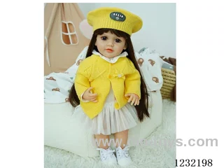 55cm Reborn Doll Soft Rubber High Simulation Baby Doll (Wig Set), Diapers, Birth Card - Intelligent Conversation Model with Weight Sensing