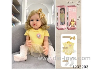 55cm Reborn Doll Soft Rubber High Simulation Baby Doll (Wig), Diaper, Birth Card - Intelligent Dialogue Model with Heavy Gravity Sensing