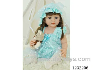 55cm Reborn Doll Soft Rubber High Simulation Baby Doll (Wig), Diaper, Birth Card - Intelligent Conversation Model with Heavy Gravity Sensing